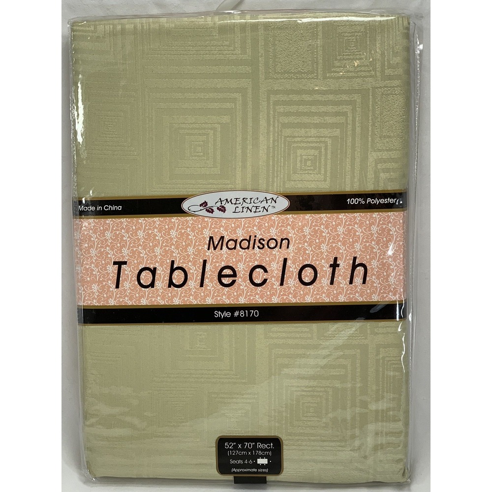 American Linen Madison Tablecloth Sage Green Geometric 52x70 Rectangular NEW